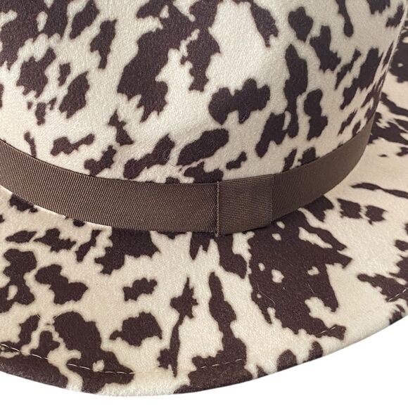 Brown & Ivory Beige Cow Print Brown Band Western Cowboy Hat NWT main image 6